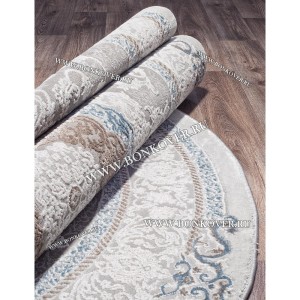 Турецкий Ковер Для Гостиной Дизайн 27 Синий с Серым Овальный